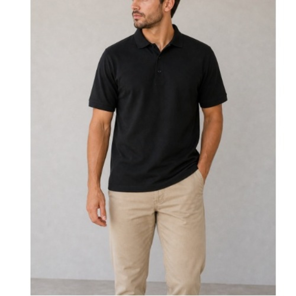 RealTakai Men's Black Short Sleeve Collared Knit Polo Shirt Size XL NWT